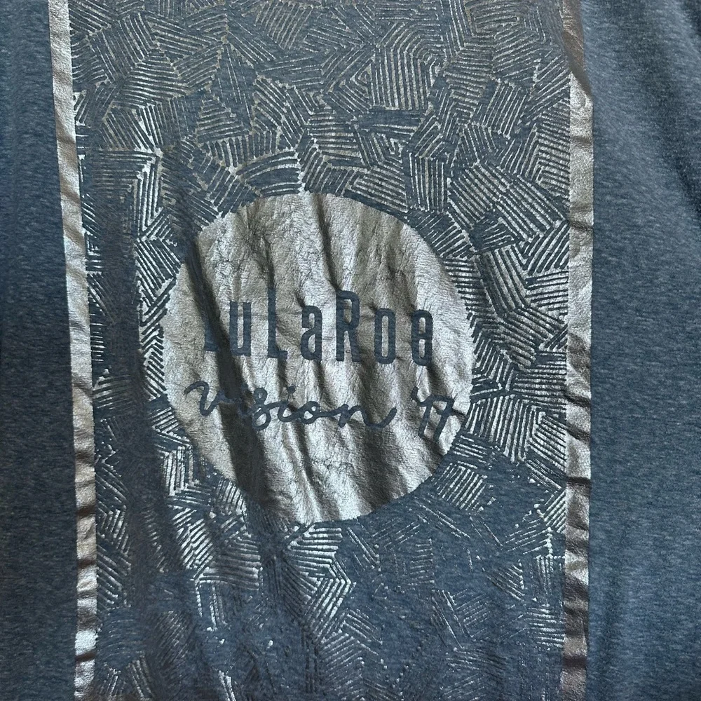 LuLaRoe Patrick Blue Graphic T-Shirt - Picture 2 of 5